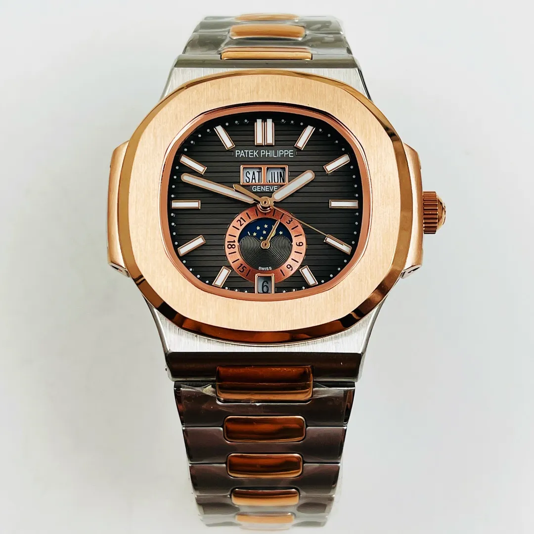 【Foreign Trade Import】💰1440! Patek Philippe - PATEK PHILIPPE Sporty and Elegant Sports Series Nautilus PP Shockingly Produced The Best Detoxification Luxury Watch on the Internet Built-in top-grade imported automatic mechanical movement The strap is made of 316l fine steel and is designed to be linked by three beads. The bead diamond in the steel strap is a combination of stone-shaped and genuine products. The case size is 39.8 mm in diameter and 12.5 mm in thickness. It exudes a strong youthful and steady atmosphere from the inside out. It is a well-deserved king of cost-effective steel watches.